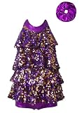 TiaoBug Maillot Lentejuelas De Baile para Niña Vestidos De Baile De Salón Leotardo Gimnasia Rítmica Traje De Danza Latino De Jazz Danza Moderno Morado 5-6 años