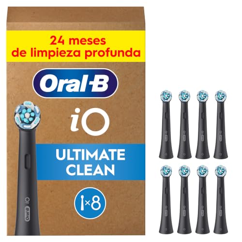 Oral-B iO Ultimate Clean Cabezales de Recambio Originales, Negro, Pack de 8