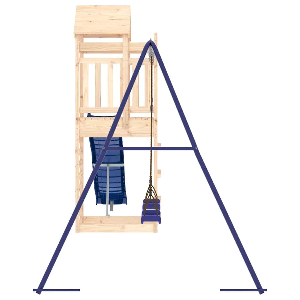Torre da gioco in legno di pino massiccio con scivolo ondulato, doppia altalena e sabbiera, per giardino e cortile, piattaforma da 118 cm, per bambini da 3 a 8 anni, 478 x 185 x 239 cm