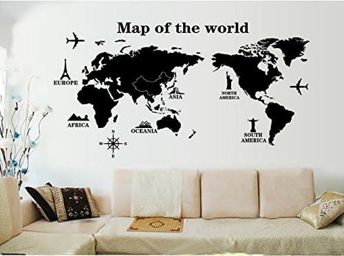 "Map of the world"Removable living room television background PVC wall stickers