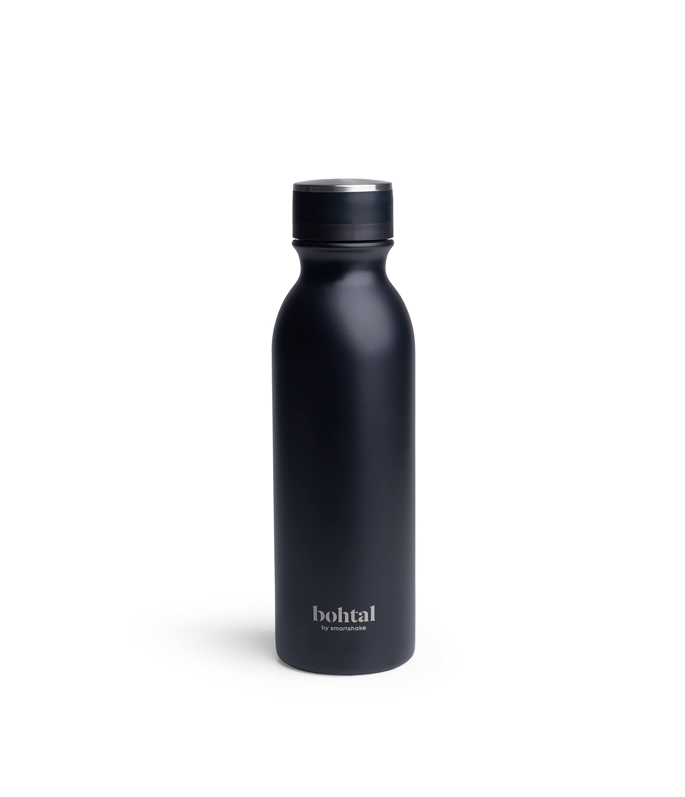 Smartshake Black Bohtal Double Insulated Water Bottle – 600Ml Stainless Steel Metal Water Bottle For Hot And Cold Drinks Bpa-Free Thermal Vacuum Metal Drinking Flask