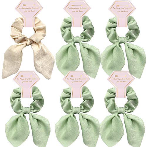 Bridesmaid 6 Pack Bow Scrunchies Hair Ties For Bridal Party Gifts, Bachelorette Party Favors Bridesmaid Proposal Gifts To Have and To Hold Your Hair Back