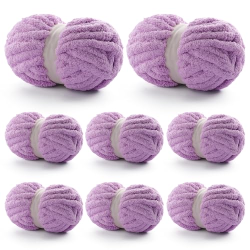 Chunky Yarn for Hand Knitting, Purple Blanket Chenille Yarn for