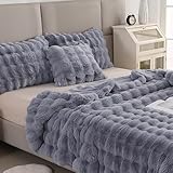 ZHANGXIAOMIN Bubble Decke Weiß Kuscheldecke Flauschig Fellimitat Flauschige Fluffy...