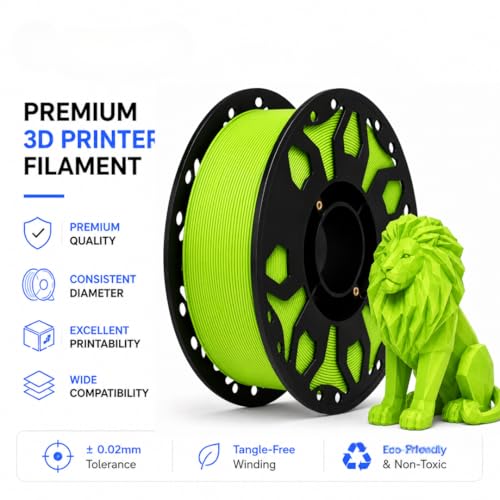 Image of FILAMONT PLA+ 3D Printer Filament 1.75mm, High Strength & Low Warp Printing Material, Dimensional Accuracy ±0.02mm, Vacuum Sealed with Desiccant, 1kg Spool (Lime Green)