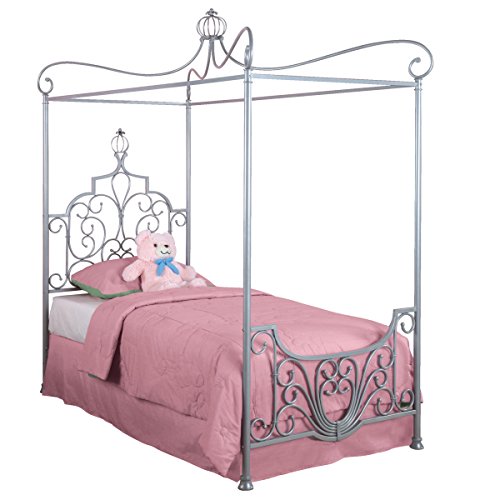 Powell Furniture Princess Rebecca Sparkle Silver Twin Size Canopy Bed #TOP2