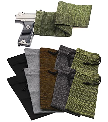 RUBY.Q 10pcs Handgun Socks, 16in Silicone Treated Knit Gun Socks, Breathable Moisture Gun Sock for Pistol Handgun