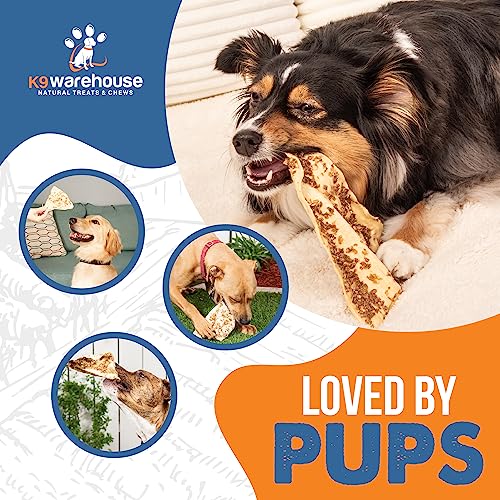 K9warehouse® - Jumbo Cow Ears Made with Bully Stick Flakes for Dogs - USA Packed, All-Natural Dog Chews - Great Alternative to Pig Ears, Lamb Ears, and Water Buffalo Ears