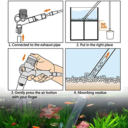DODUOS Kit Pulizia per Acquari Aspirapolvere per Acquario Pompa a Sifone per Acquarioper Filtri Acqua a Sifone Acquario con Tubo Extralungo 2,28m+Raschietto Vetro per Pulizia Acquario Acqua e Ghiaia - Image 5