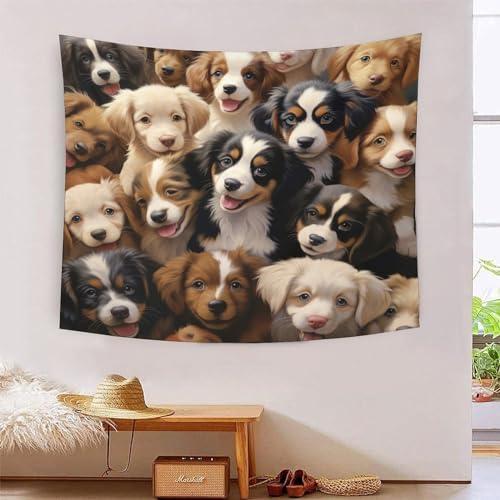 Chiots 3D effet tapisserie art murales en tissu de décoration intérieure 180cmx230cm