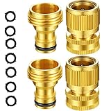 Passend für 3/4 Zoll Gartenschlauch: Jede Packung enthält 2 Stück Messing-Gartenschlauch-Buchse, 2 Stück Messing-Gartenschlauch-Stecker und 8 Stück Gummidichtungen, die für 3/4 Zoll Standard-Gartenschlauch geeignet sind Überprüfen Sie dies vor dem Kauf