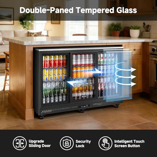 Image of BODEGACOOLER Back Bar Cooler,12 Cu.ft Commercial Beverage Refrigerator with 3 Sliding Glass Doors, Stainless Top,Beverage Fridge Perfect for Beer,Wine,Soda,DOE Approved, With Casters