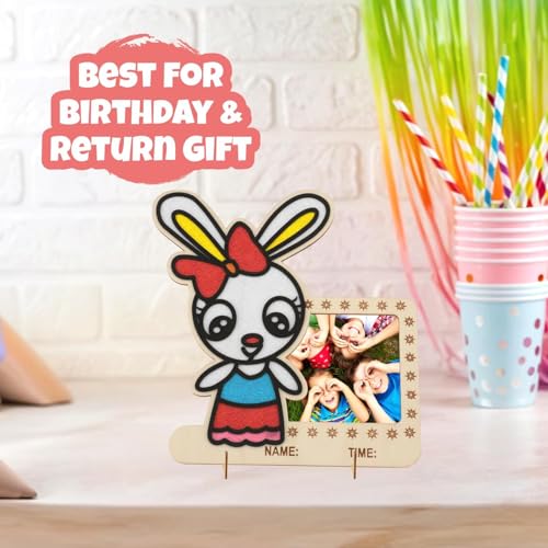 Image of SPARTAN KIDS Wooden Foam Clay Art Photo Frame, Premium DIY Craft Kit for Kids 6-12, Creative Painting Kit for Home Decor, Living Room Wall Frame, Birthday Party Return Gift (5, Rabbit)