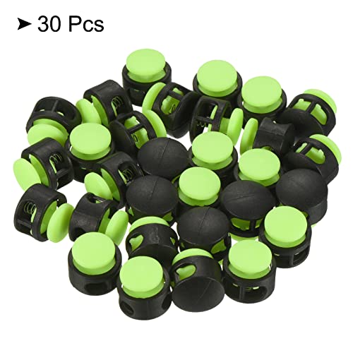 PATIKIL Cord Locks, 30 Pack Round Spring Toggle Stopper for Drawstring Bag Shoelaces Black Bright Green, 17x16mm - Image 3