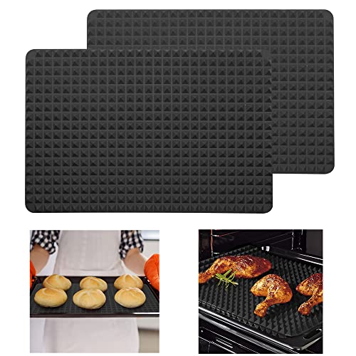 Diamond Chef Lot de 2 tapis pyramidaux en silicone, tapis de cuisson pyramidal, faciles à nettoyer, réutilisables pour griller au four, barbecue intérieur 26 x 39 cm Cover
