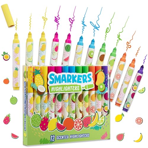 Smarkers - Washable Patented Gourmet Scented Highlighters, 6 Colors, Large Chisel Tip, 12 Count