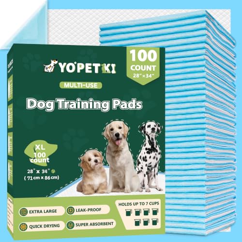 Image of YOPETKI Dog Pee Pads 100 Count Extra Large 28 inchx34 inch, Puppy Pads XL 100 Pack