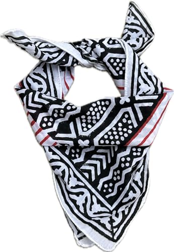 Hand Printed Cotton Bandanas for Women - Hand Block Paisley Design Premium Kerchiefs for Men and Women - Handmade Organic Cotton Bandanas for Women - Exceptional Design High-Grade Boho Chic