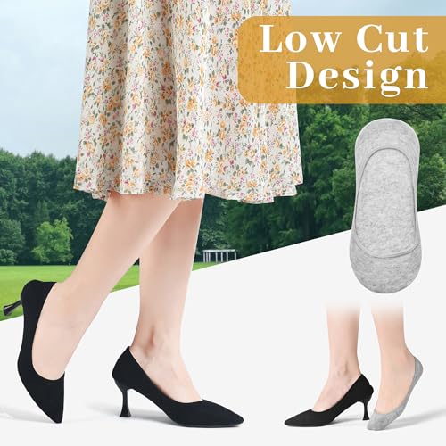 Image of RYI 6 Pairs Cotton Ultra No Show Socks Womens - Non Slip, Loafer Socks For Flats