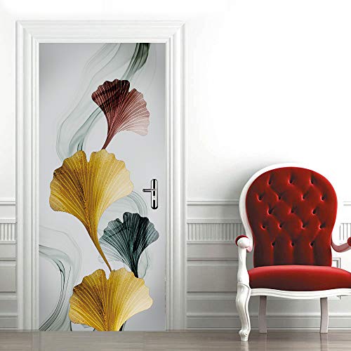 Papier peint art décor de porte haut relief 3D vinyle épais motif feuilles - 2