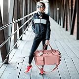 Duffel Bag, Foldable Overnight Weekend Bags for Women, Lightweight Hospital Bag with Wet and Dry Separation Bag, Large Holdall/Cabin/Gym Bag for Sports and Travel - Pink - Image 8