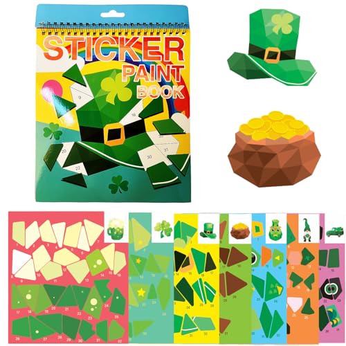 Adesivo per il giorno di San Patrizio con i numeri, per bambini dai 4 agli 8 anni, 8 ai 12 anni e adulti con adesivo per pittura a puzzle, libri di attività per bambini, ragazze, ragazzi, feste di