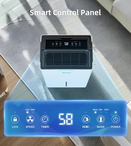 5000 Sq. Ft Dehumidifier, Max 52 Pint/Day Dehumidifiers for Home with Drain Hose, 3 Modes, Child Lock, 24H Timer, Auto Defrost, for Basement, Bedroom, Rv, Large Room, Closet, Garage