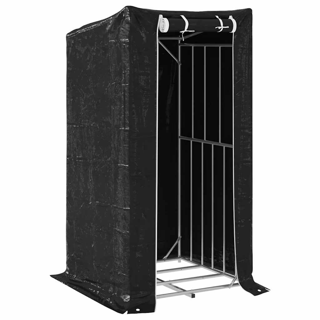 Estantería para leña con protector de lluvia de acero galvanizado, 100 x 100 x 200 cm, robusta estantería para leña para exteriores, ahorra espacio con funda impermeable para lluvia y gran
