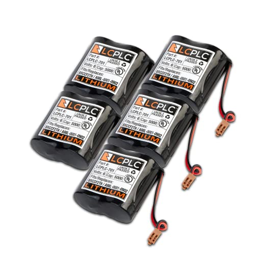 LCPLC-701X5 5 pcs of Battery - 6-Volt Lithium Manganese Dioxide Battery Pack, 5000mAh - Non-Rechargeable PLC Batteries for Programmable Logic