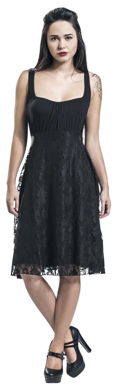 EMP Mujer Vestido Negro Falda de Encaje