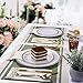 FOCUSLINE 175 Count Gold Dinnerware Set for 25 Guests - Gold Rimmed White Disposable Plastic Plates Heavy Duty, Includes 25 Dinner & Salad Plates, Cups, Cutlery Set for Wedding Parties