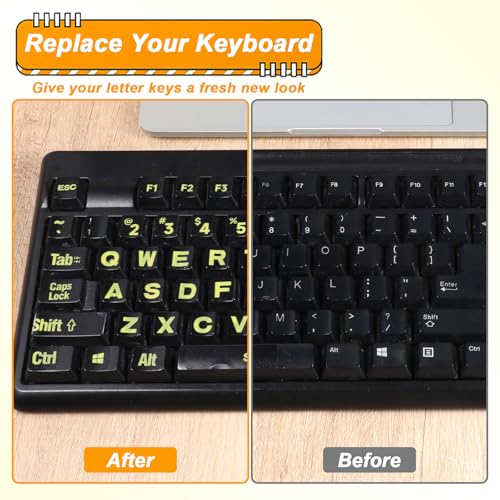 2 Pegatinas de Teclado Laptop Letras Grandes Amarillas miniatura 4
