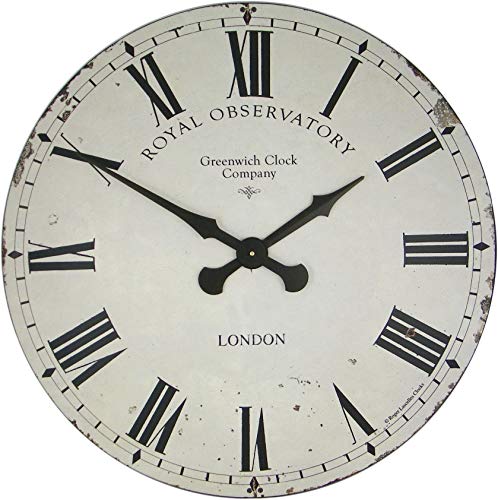 Horloge murale Roger Lascelles vintage crème 70 cm grand format MDF