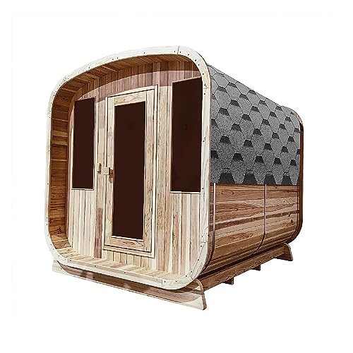 ALEKO Barrel Sauna | Personal Dry Wet Steam Sauna | Indoor Outdoor | 4 Person | UL Certified 4.5 kW Harvia Heater | SRCE4HULL