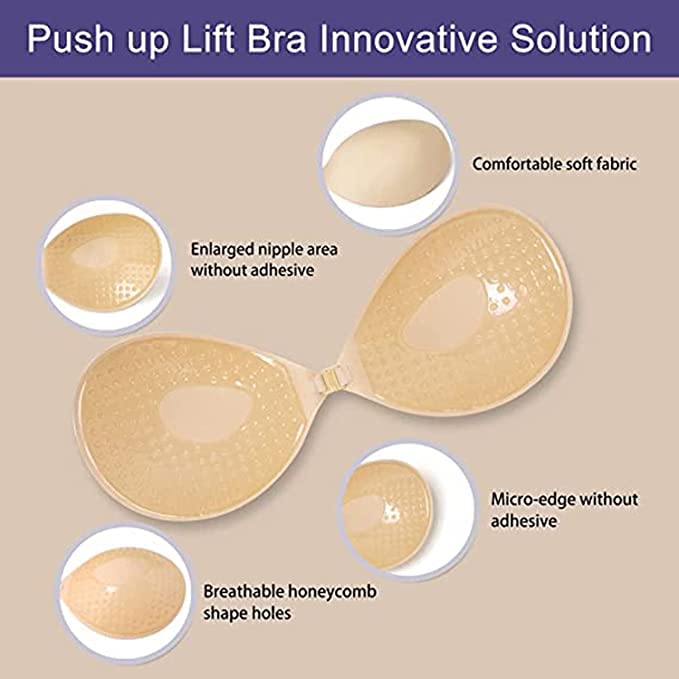PLUMBURY Women Silicone Stick-On Bra - Image 5