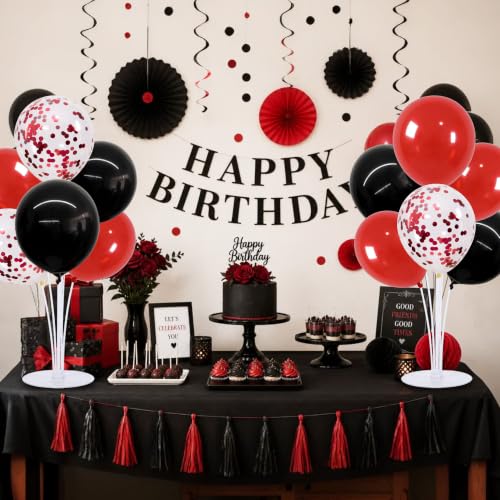 Image of TONIFUL 6 Set Black Red Balloon Stand Centerpieces for Table