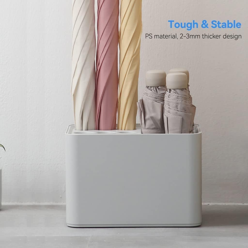 Portaombrelli Da Moderno Per Esterno Interno, Grigio Design Portaombrelli Plastica, Contiene 15 Ombrelli, 18 X 18 X 26.5 Cm Porta Ombrelli Di Grande Capacità, Con Vassoio Rimovibile Per La Pioggia