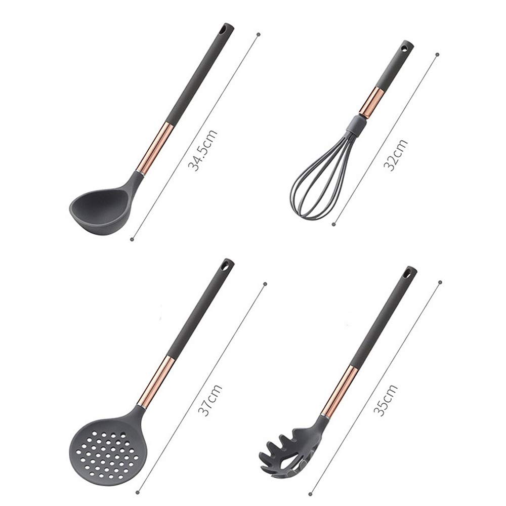 Kitchen Utensils Set， 7 in 1 Silikon Griff Kochgeschirr Silica Gel Utensilien Antihaft-Pfanne Schaufel Löffel Spatel