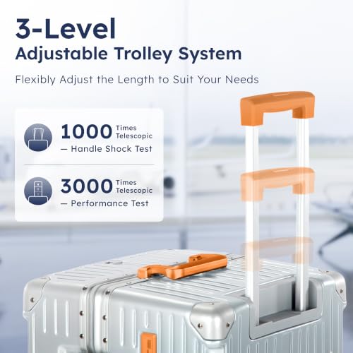 Image of ALPHA CAMP Trunk Luggage 28 Inch with Aluminum Frame Zipperless Suitcase | Large Checked Thickened 3-Layer PC Hardside Luggage with TSA Lock,Charging Port,Cup Holder and Spinner Wheels for Travel