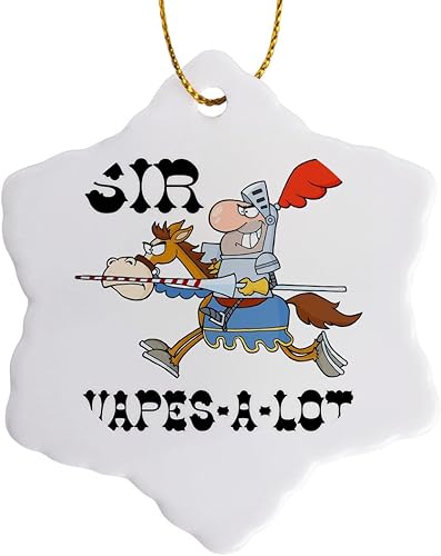 3dRose Funny Knight Sir Vapes A Lot - Adorno de copo de nieve 3dRose Funny Knight Sir Vapes A Lot - Adorno de copo de nieve