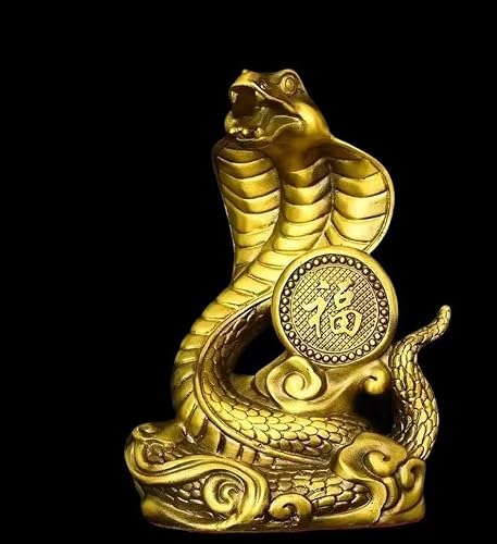 Dytartzx Pure Copper Snake Statue, Chinese Feng Shui Wealth & Protection Figurine, Handcrafted Home Office Decor, for Zodiac Lovers