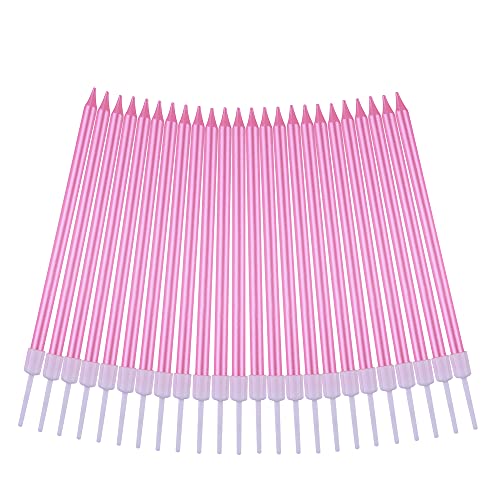 Image of PHD CAKE 36-Count Pink Long Thin Metallic Birthday Candles, Cake Candles, Birthday Parties, Wedding Decorations, Party Candles, Cake Decorations