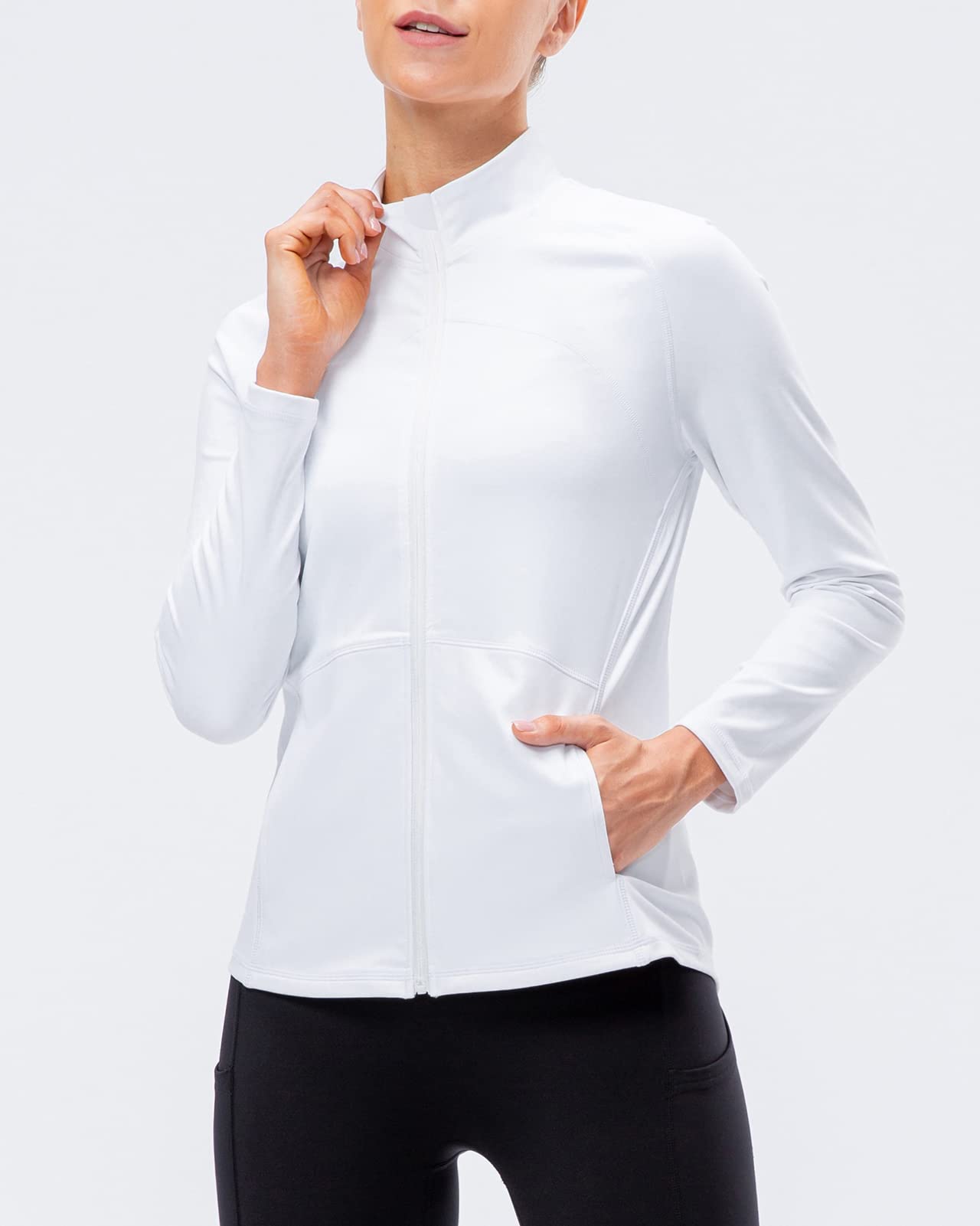 Maglia Termica da Donna a Maniche Lunghe Maglietta da Corsa con Zip Traspirante per Yoga Fitness Jogging Ciclismo
