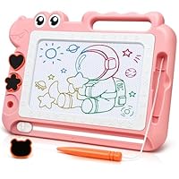 AiTuiTui Dinosaur Magnetic Drawing Board Kids Toys for 3 4 5 Years Old Girls Boys Birthday, Color Erasable Doodle Education Learning Kid Age 3-7, Toddler Drawing Travel Toys (Pink)