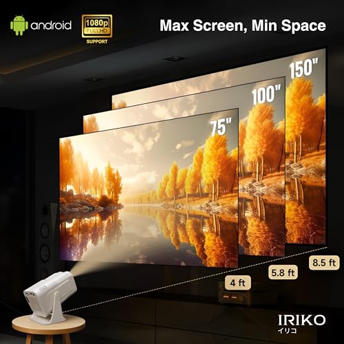Image of IRIKO Prizm Plus Projector WiFi 6 Mini Projector with Bluetooth 5.2, Native 1080P Full HD Support, 150 inch Display, Auto Keystone & 180 Adjustable Stand, Portable Home Theater Projecter. (Prizm Plus)