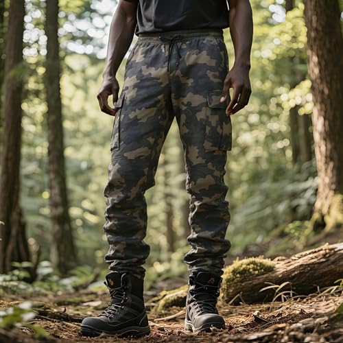 Men's Tactical Hiking Pants, Stretch Cargo Chinos for Outdoor Work, Jogging, Hiking & Workout,Waterproof,Vintage4