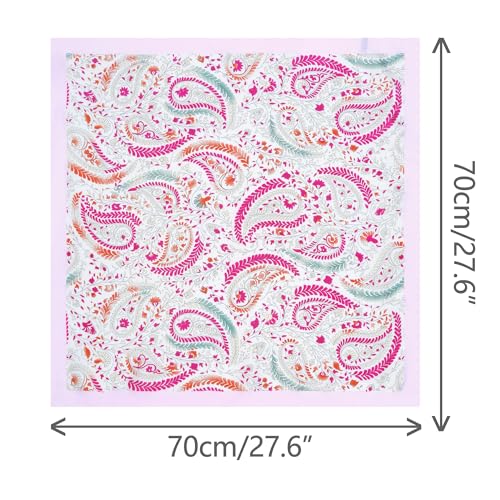 Women's Floral Printed Satin Square Scarf, Flowers Silky Hairband Headscarf Neck Scarves Neckerchief3