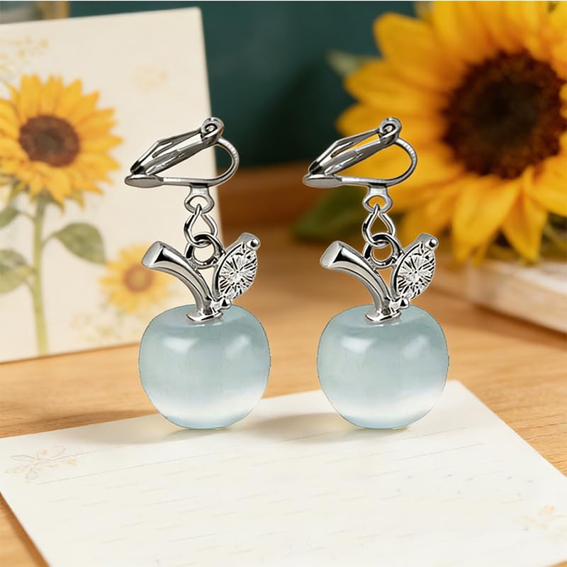 Aretes de manzana tipo Clip-On para mujer miniatura 2