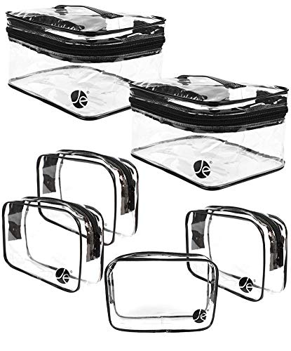 [6 PCS SET], JE Clear Multipurpose Train Set Cosmetic Makeup Packing Bag (4 pcs x Small Bag, 2 pcs x Medium Train Case)