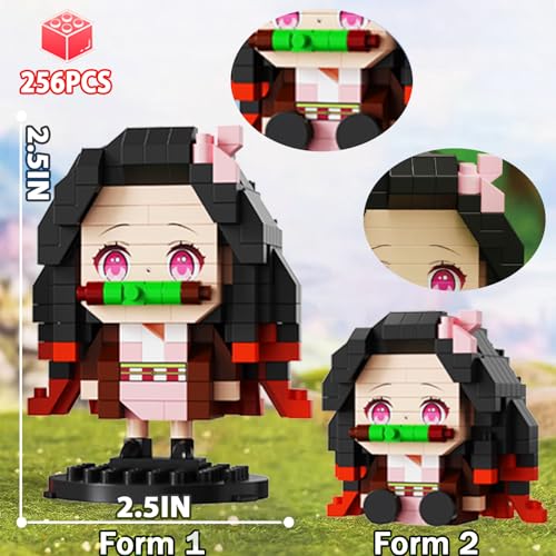 Image of 5 Kill Demon-Themed Anime Slayer Figures Building Set, 2IN1 Sitting&Standing Models Cute Popular Characters Monster Killer Micro Brick, Japanese Manga Merch Toy Decor Birthday Gift for Fans(1140 Pcs)